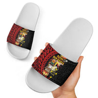 Papua New Guinea Christmas Slide Sandals Funny Melanesian Santa with Bird-of-paradise Tribal Style LT03 - Polynesian Pride
