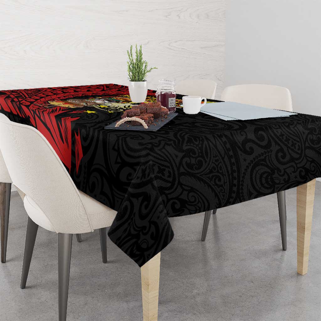 Papua New Guinea Christmas Tablecloth Funny Melanesian Santa with Bird-of-paradise Tribal Style LT03 - Polynesian Pride