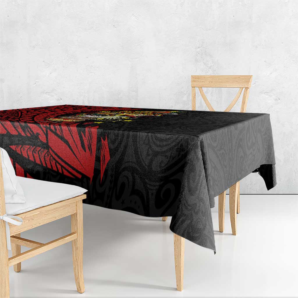Papua New Guinea Christmas Tablecloth Funny Melanesian Santa with Bird-of-paradise Tribal Style LT03 - Polynesian Pride