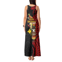 Papua New Guinea Christmas Tank Maxi Dress Funny Melanesian Santa with Bird-of-paradise Tribal Style LT03 - Polynesian Pride