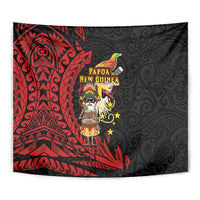 Papua New Guinea Christmas Tapestry Funny Melanesian Santa with Bird-of-paradise Tribal Style LT03 - Polynesian Pride