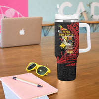 Papua New Guinea Christmas Tumbler With Handle Funny Melanesian Santa with Bird-of-paradise Tribal Style LT03 - Polynesian Pride