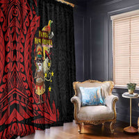 Papua New Guinea Christmas Window Curtain Funny Melanesian Santa with Bird-of-paradise Tribal Style LT03 - Polynesian Pride