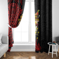 Papua New Guinea Christmas Window Curtain Funny Melanesian Santa with Bird-of-paradise Tribal Style LT03 - Polynesian Pride