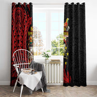 Papua New Guinea Christmas Window Curtain Funny Melanesian Santa with Bird-of-paradise Tribal Style LT03 - Polynesian Pride