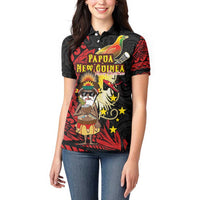 Papua New Guinea Christmas Women Polo Shirt Funny Melanesian Santa with Bird-of-paradise Tribal Style LT03 - Polynesian Pride