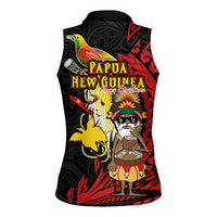 Papua New Guinea Christmas Women Sleeveless Polo Shirt Funny Melanesian Santa with Bird-of-paradise Tribal Style LT03 - Polynesian Pride