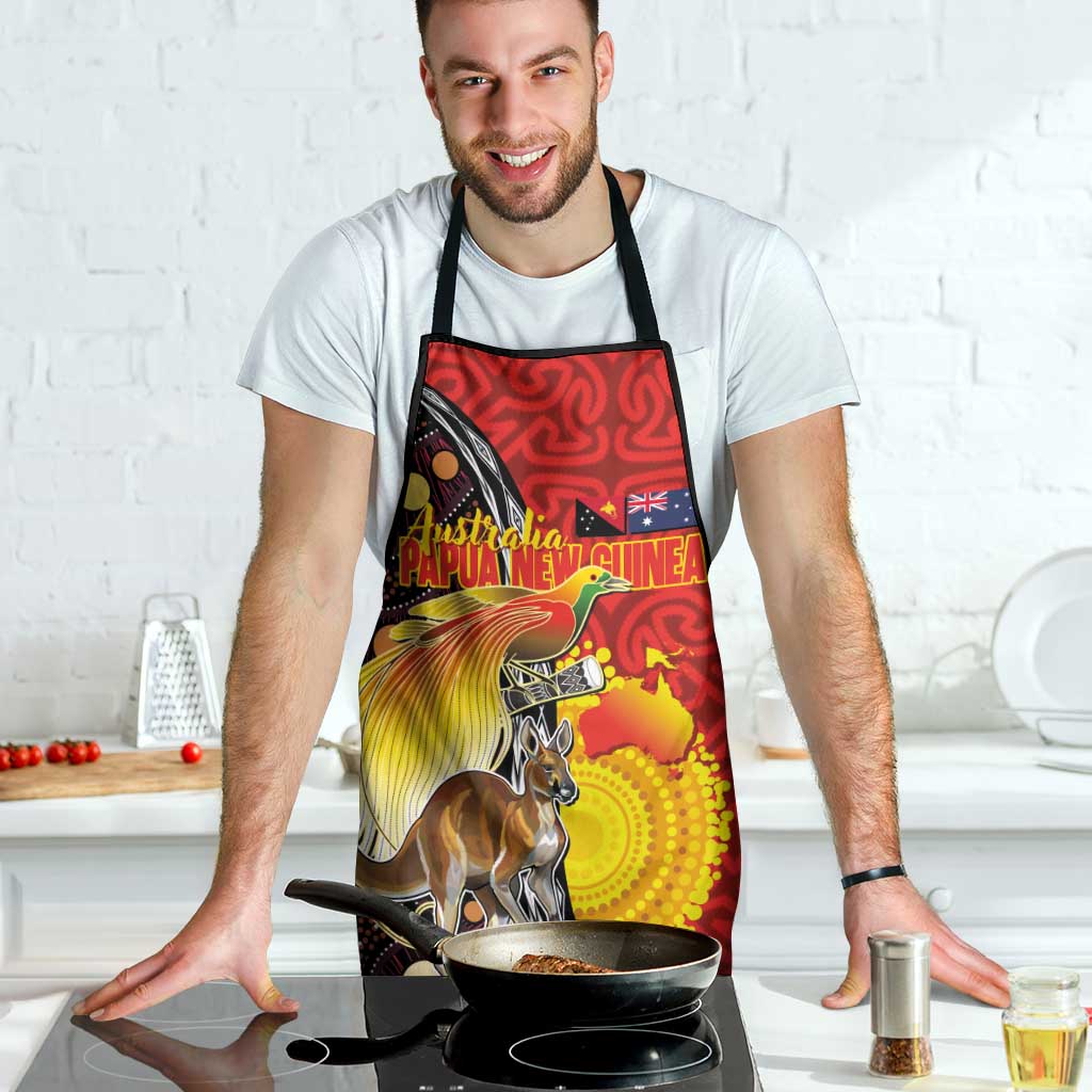 Australia and Papua New Guinea Together Apron Bird-of-paradise and Kangaroo with Oro Tapa and Aboriginal Art Motifs LT03 - Polynesian Pride