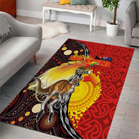 Australia and Papua New Guinea Together Area Rug Bird-of-paradise and Kangaroo with Oro Tapa and Aboriginal Art Motifs LT03 - Polynesian Pride