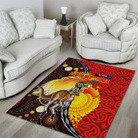 Australia and Papua New Guinea Together Area Rug Bird-of-paradise and Kangaroo with Oro Tapa and Aboriginal Art Motifs LT03 - Polynesian Pride