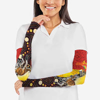 Australia and Papua New Guinea Together Arm Sleeves Bird-of-paradise and Kangaroo with Oro Tapa and Aboriginal Art Motifs LT03 - Polynesian Pride