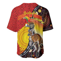Australia and Papua New Guinea Together Baseball Jersey Bird-of-paradise and Kangaroo with Oro Tapa and Aboriginal Art Motifs LT03 - Polynesian Pride