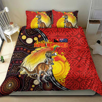 Australia and Papua New Guinea Together Bedding Set Bird-of-paradise and Kangaroo with Oro Tapa and Aboriginal Art Motifs LT03 - Polynesian Pride