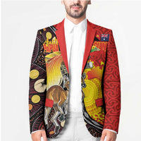 Australia and Papua New Guinea Together Blazer Bird-of-paradise and Kangaroo with Oro Tapa and Aboriginal Art Motifs LT03 - Polynesian Pride