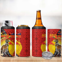Australia and Papua New Guinea Together 4 in 1 Can Cooler Tumbler Bird-of-paradise and Kangaroo with Oro Tapa and Aboriginal Art Motifs LT03 - Polynesian Pride