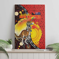 Australia and Papua New Guinea Together Canvas Wall Art Bird-of-paradise and Kangaroo with Oro Tapa and Aboriginal Art Motifs LT03 - Polynesian Pride