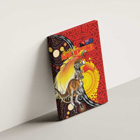 Australia and Papua New Guinea Together Canvas Wall Art Bird-of-paradise and Kangaroo with Oro Tapa and Aboriginal Art Motifs LT03 - Polynesian Pride