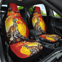 Australia and Papua New Guinea Together Car Seat Cover Bird-of-paradise and Kangaroo with Oro Tapa and Aboriginal Art Motifs LT03 One Size Black - Polynesian Pride