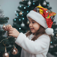 Australia and Papua New Guinea Together Christmas Santa Hat Bird-of-paradise and Kangaroo with Oro Tapa and Aboriginal Art Motifs LT03 - Polynesian Pride