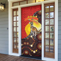 Australia and Papua New Guinea Together Door Cover Bird-of-paradise and Kangaroo with Oro Tapa and Aboriginal Art Motifs LT03 - Polynesian Pride