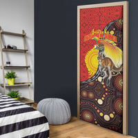 Australia and Papua New Guinea Together Door Cover Bird-of-paradise and Kangaroo with Oro Tapa and Aboriginal Art Motifs LT03 - Polynesian Pride