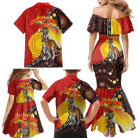 Australia and Papua New Guinea Together Family Matching Mermaid Dress and Hawaiian Shirt Bird-of-paradise and Kangaroo with Oro Tapa and Aboriginal Art Motifs LT03 - Polynesian Pride
