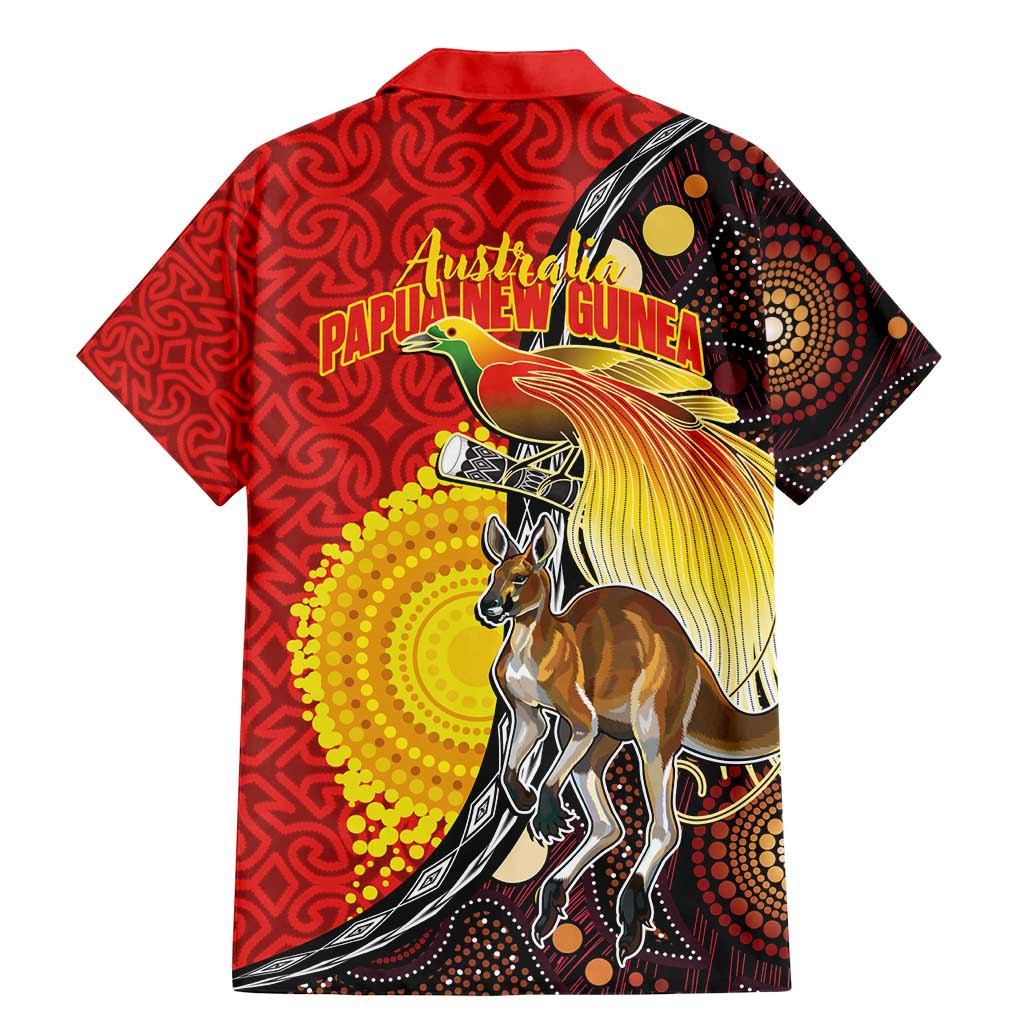 Australia and Papua New Guinea Together Family Matching Mermaid Dress and Hawaiian Shirt Bird-of-paradise and Kangaroo with Oro Tapa and Aboriginal Art Motifs LT03 - Polynesian Pride