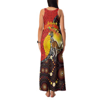 Australia and Papua New Guinea Together Family Matching Tank Maxi Dress and Hawaiian Shirt Bird-of-paradise and Kangaroo with Oro Tapa and Aboriginal Art Motifs LT03 - Polynesian Pride