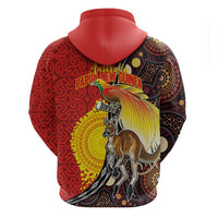 Australia and Papua New Guinea Together Hoodie Bird-of-paradise and Kangaroo with Oro Tapa and Aboriginal Art Motifs - Polynesian Pride