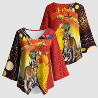 Australia and Papua New Guinea Together Kimono Sleeve Blouse Bird-of-paradise and Kangaroo with Oro Tapa and Aboriginal Art Motifs LT03 - Polynesian Pride