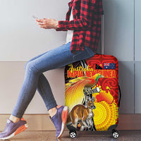 Australia and Papua New Guinea Together Luggage Cover Bird-of-paradise and Kangaroo with Oro Tapa and Aboriginal Art Motifs LT03 - Polynesian Pride