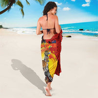 Australia and Papua New Guinea Together Sarong Bird-of-paradise and Kangaroo with Oro Tapa and Aboriginal Art Motifs LT03 - Polynesian Pride