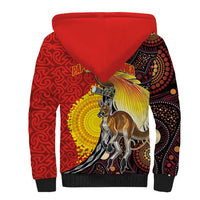 Australia and Papua New Guinea Together Sherpa Hoodie Bird-of-paradise and Kangaroo with Oro Tapa and Aboriginal Art Motifs LT03 - Polynesian Pride