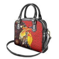 Australia and Papua New Guinea Together Shoulder Handbag Bird-of-paradise and Kangaroo with Oro Tapa and Aboriginal Art Motifs LT03 - Polynesian Pride