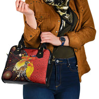 Australia and Papua New Guinea Together Shoulder Handbag Bird-of-paradise and Kangaroo with Oro Tapa and Aboriginal Art Motifs LT03 - Polynesian Pride