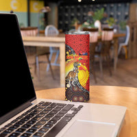 Australia and Papua New Guinea Together Skinny Tumbler Bird-of-paradise and Kangaroo with Oro Tapa and Aboriginal Art Motifs LT03 - Polynesian Pride