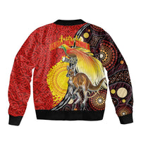 Australia and Papua New Guinea Together Sleeve Zip Bomber Jacket Bird-of-paradise and Kangaroo with Oro Tapa and Aboriginal Art Motifs LT03 - Polynesian Pride