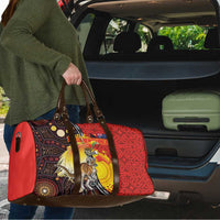 Australia and Papua New Guinea Together Travel Bag Bird-of-paradise and Kangaroo with Oro Tapa and Aboriginal Art Motifs - Polynesian Pride