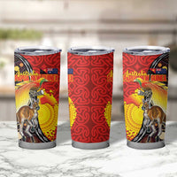 Australia and Papua New Guinea Together Tumbler Cup Bird-of-paradise and Kangaroo with Oro Tapa and Aboriginal Art Motifs LT03 - Polynesian Pride