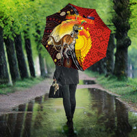 Australia and Papua New Guinea Together Umbrella Bird-of-paradise and Kangaroo with Oro Tapa and Aboriginal Art Motifs LT03 - Polynesian Pride