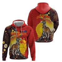 Australia and Papua New Guinea Together Zip Hoodie Bird-of-paradise and Kangaroo with Oro Tapa and Aboriginal Art Motifs LT03 - Polynesian Pride