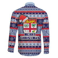 Fiji Christmas Family Matching Long Sleeve Bodycon Dress and Hawaiian Shirt Fijian Santa and Coat of Arms Mix Tapa Pattern Striped Style LT03 - Polynesian Pride