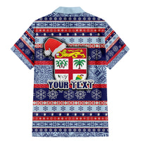 Custom Fiji Christmas Family Matching Mermaid Dress and Hawaiian Shirt Fijian Santa and Coat of Arms Mix Tapa Pattern Striped Style LT03 - Polynesian Pride