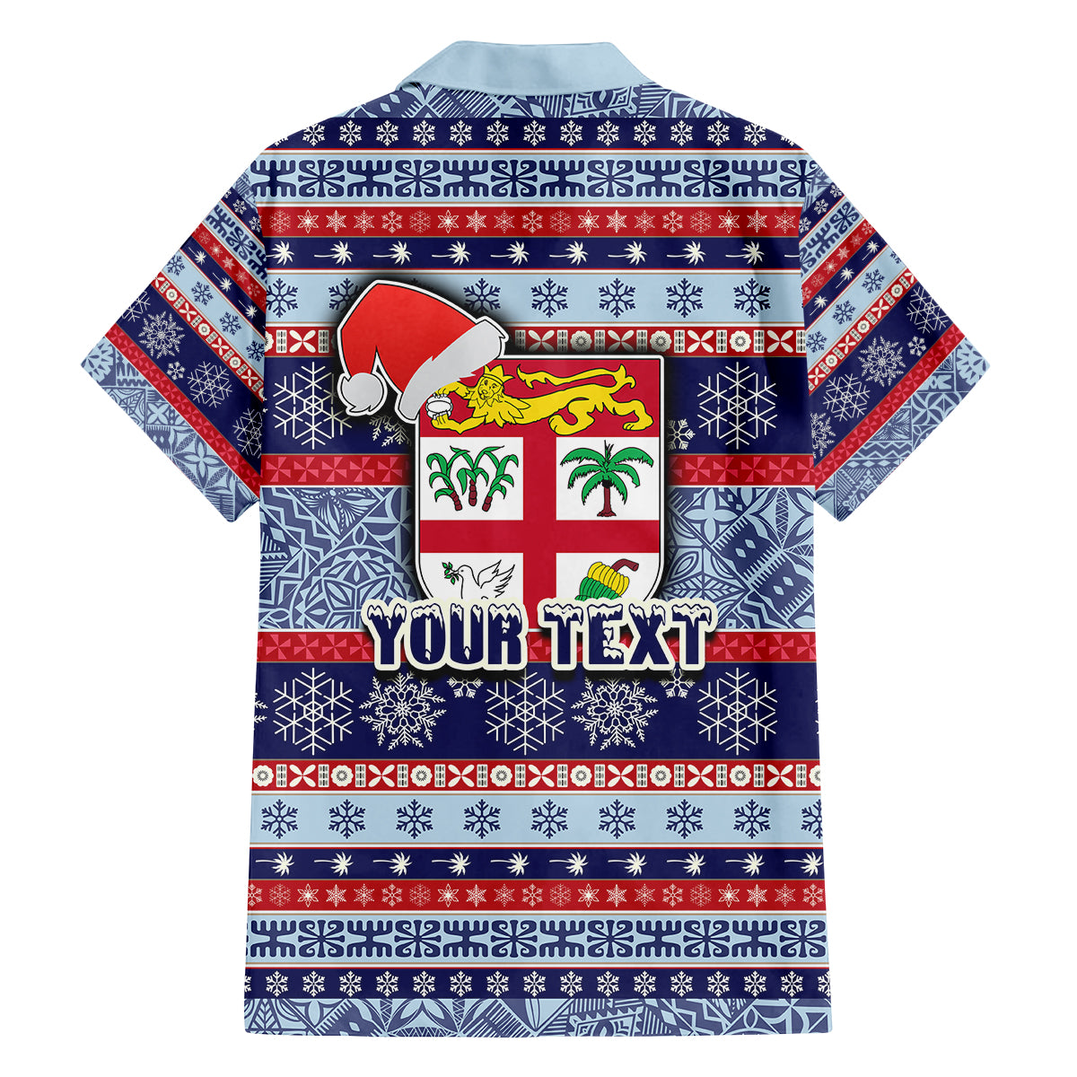 Custom Fiji Christmas Family Matching Off Shoulder Long Sleeve Dress and Hawaiian Shirt Fijian Santa and Coat of Arms Mix Tapa Pattern Striped Style LT03 - Polynesian Pride