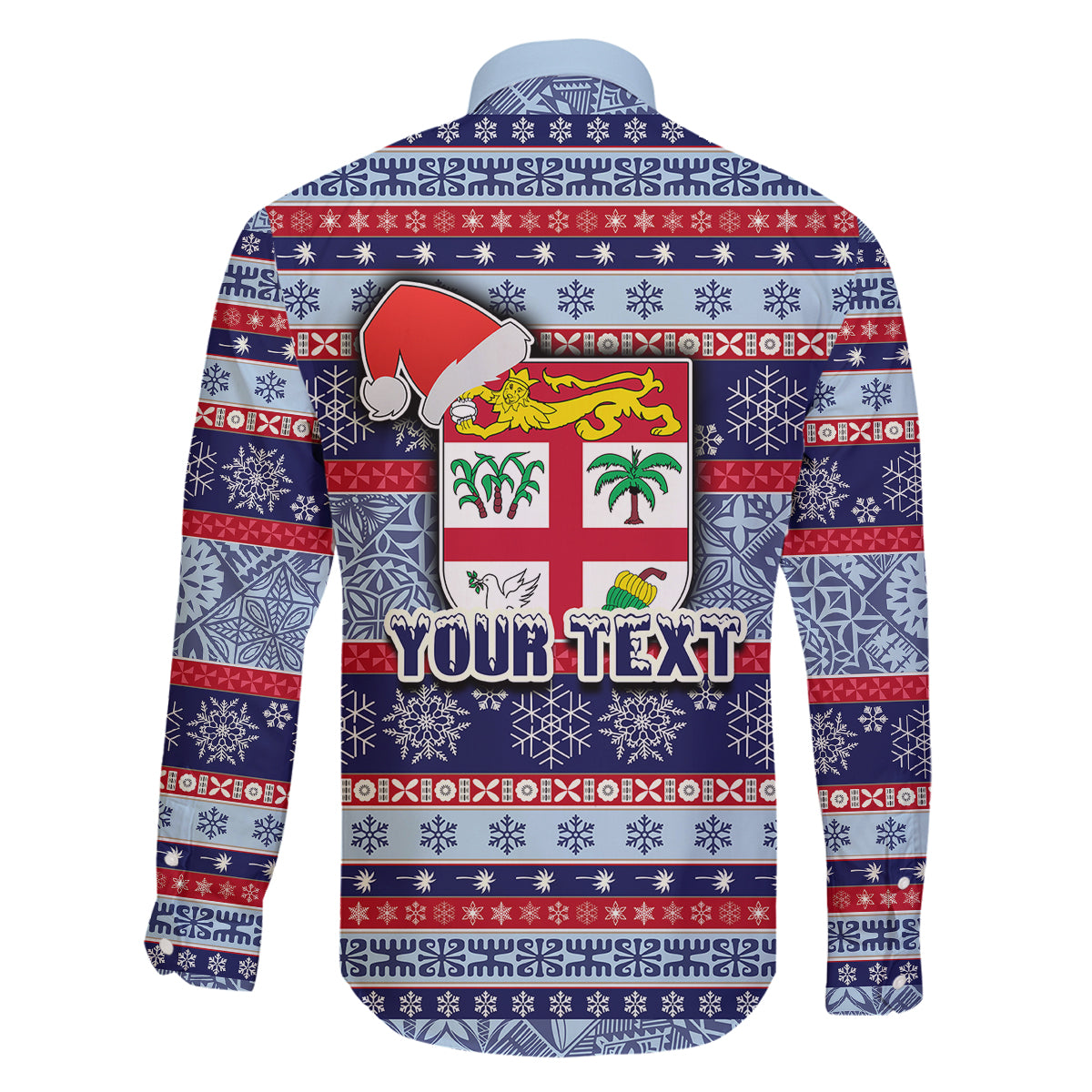 Custom Fiji Christmas Family Matching Summer Maxi Dress and Hawaiian Shirt Fijian Santa and Coat of Arms Mix Tapa Pattern Striped Style LT03 - Polynesian Pride