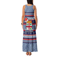 Custom Fiji Christmas Family Matching Tank Maxi Dress and Hawaiian Shirt Fijian Santa and Coat of Arms Mix Tapa Pattern Striped Style LT03 - Polynesian Pride