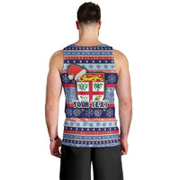 Custom Fiji Christmas Men Tank Top Fijian Santa and Coat of Arms Mix Tapa Pattern Striped Style LT03 - Polynesian Pride