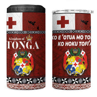Tongan Culture 4 in 1 Can Cooler Tumbler Ngatu Art Tattoo and Emblem of Tonga LT03 One Size: 16 oz Red - Polynesian Pride