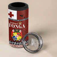 Tongan Culture 4 in 1 Can Cooler Tumbler Ngatu Art Tattoo and Emblem of Tonga LT03 - Polynesian Pride