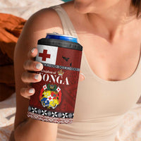 Tongan Culture 4 in 1 Can Cooler Tumbler Ngatu Art Tattoo and Emblem of Tonga LT03 - Polynesian Pride